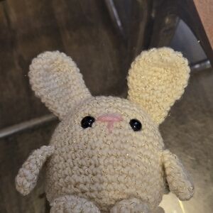 Crafterscore Crochet Easter Bunny, Small 5 W/Gold Accents In Yarn Handmade New